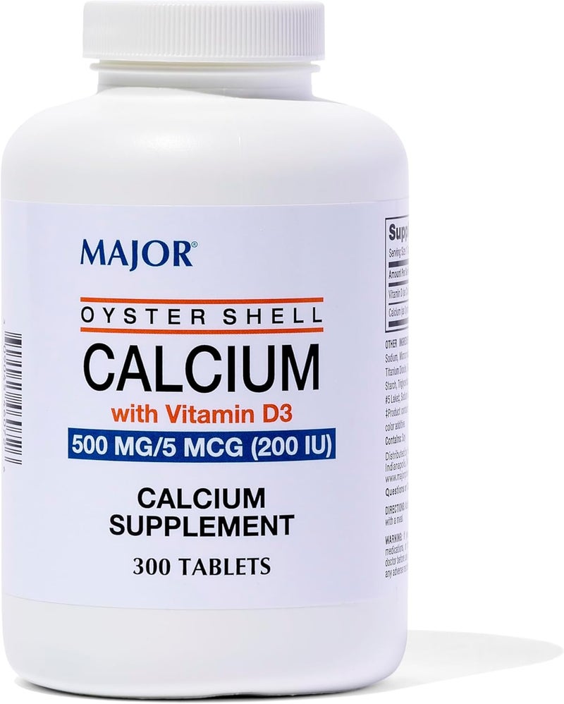Major Pharmaceuticals Oyster Shell Calcium with Vitamin D - 500 MG, 300 Tablets - Image 1