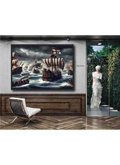 Generic Sea Battle Wall Art – Epic Naval Warfare Canvas Print – High-Quality Eco-Friendly Paint – Vivid & Long-Lasting Colors – Available in Wood or Aluminium Frames – Perfect for Living Room, Office, Study, and More  - Image 1
