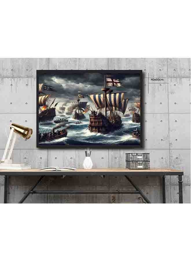 Generic - Sea Battle Wall Art – Epic Naval Warfare Canvas Print – High-Quality Eco-Friendly Paint – Vivid & Long-Lasting Colors – Available in Wood or Aluminium Frames – Perfect for Living Room, Office, Study, and More - Image 1