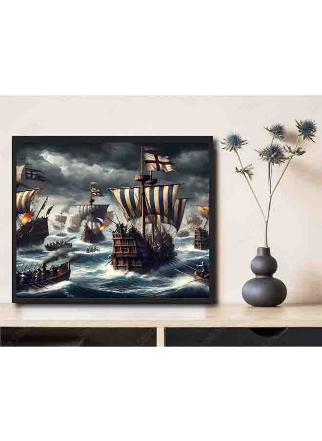 Generic - Sea Battle Wall Art – Epic Naval Warfare Canvas Print – High-Quality Eco-Friendly Paint – Vivid & Long-Lasting Colors – Available in Wood or Aluminium Frames – Perfect for Living Room, Office, Study, and More - Image 1