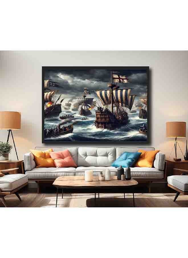 Generic - Sea Battle Wall Art – Epic Naval Warfare Canvas Print – High-Quality Eco-Friendly Paint – Vivid & Long-Lasting Colors – Available in Wood or Aluminium Frames – Perfect for Living Room, Office, Study, and More - Image 1