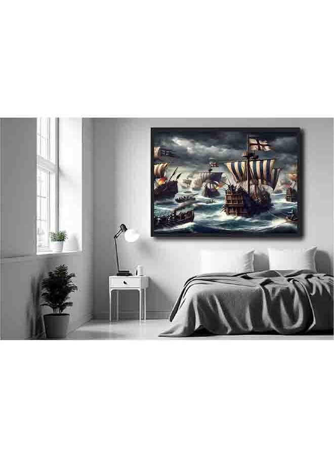 Generic - Sea Battle Wall Art – Epic Naval Warfare Canvas Print – High-Quality Eco-Friendly Paint – Vivid & Long-Lasting Colors – Available in Wood or Aluminium Frames – Perfect for Living Room, Office, Study, and More - Image 1