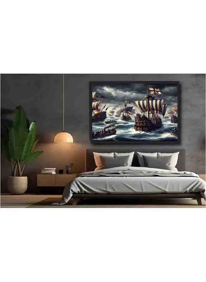 Generic - Sea Battle Wall Art – Epic Naval Warfare Canvas Print – High-Quality Eco-Friendly Paint – Vivid & Long-Lasting Colors – Available in Wood or Aluminium Frames – Perfect for Living Room, Office, Study, and More - Image 1