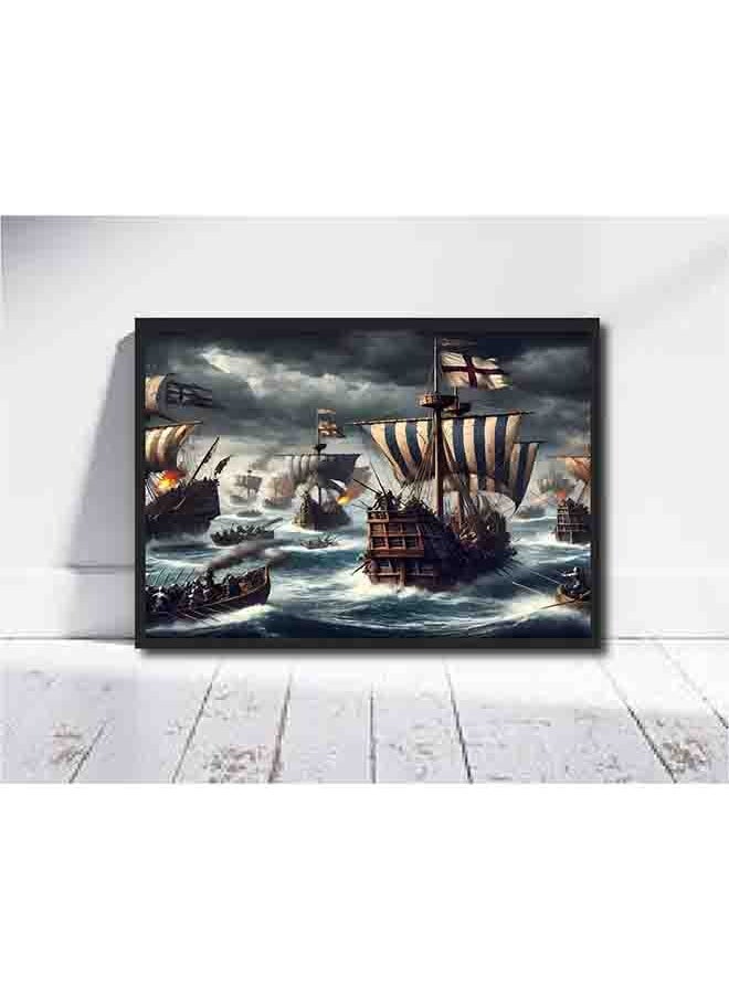 Generic - Sea Battle Wall Art – Epic Naval Warfare Canvas Print – High-Quality Eco-Friendly Paint – Vivid & Long-Lasting Colors – Available in Wood or Aluminium Frames – Perfect for Living Room, Office, Study, and More - Image 1