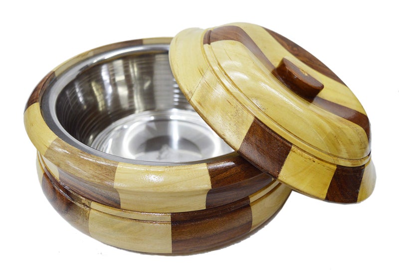 MDZ™ - Modern Decorative Zone - Handcrafted Wooden Chapati/Bread/Roti Serving Box with Dual Color for Kitchen & Dinning Table, Size : 24 x 24 x 12 Centimetre - Image 2