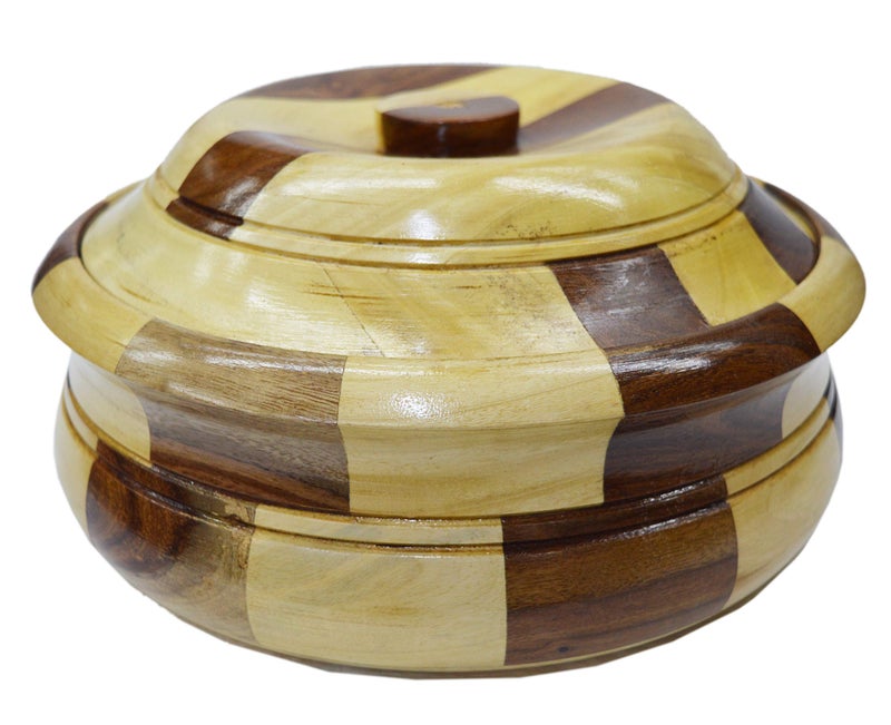 MDZ™ - Modern Decorative Zone - Handcrafted Wooden Chapati/Bread/Roti Serving Box with Dual Color for Kitchen & Dinning Table, Size : 24 x 24 x 12 Centimetre - Image 1