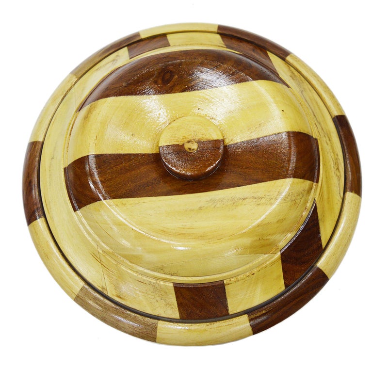 MDZ™ - Modern Decorative Zone - Handcrafted Wooden Chapati/Bread/Roti Serving Box with Dual Color for Kitchen & Dinning Table, Size : 24 x 24 x 12 Centimetre - Image 3