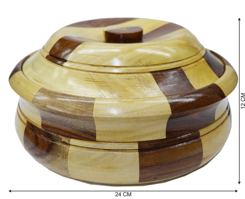 MDZ™ - Modern Decorative Zone - Handcrafted Wooden Chapati/Bread/Roti Serving Box with Dual Color for Kitchen & Dinning Table, Size : 24 x 24 x 12 Centimetre - Image 4