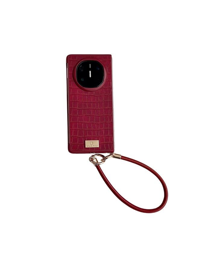 اس-توب جراب لهاتف Huawei Mate X6 مصنوع من مادة TPU بنقشة جلد التمساح مع حزام - Image 1