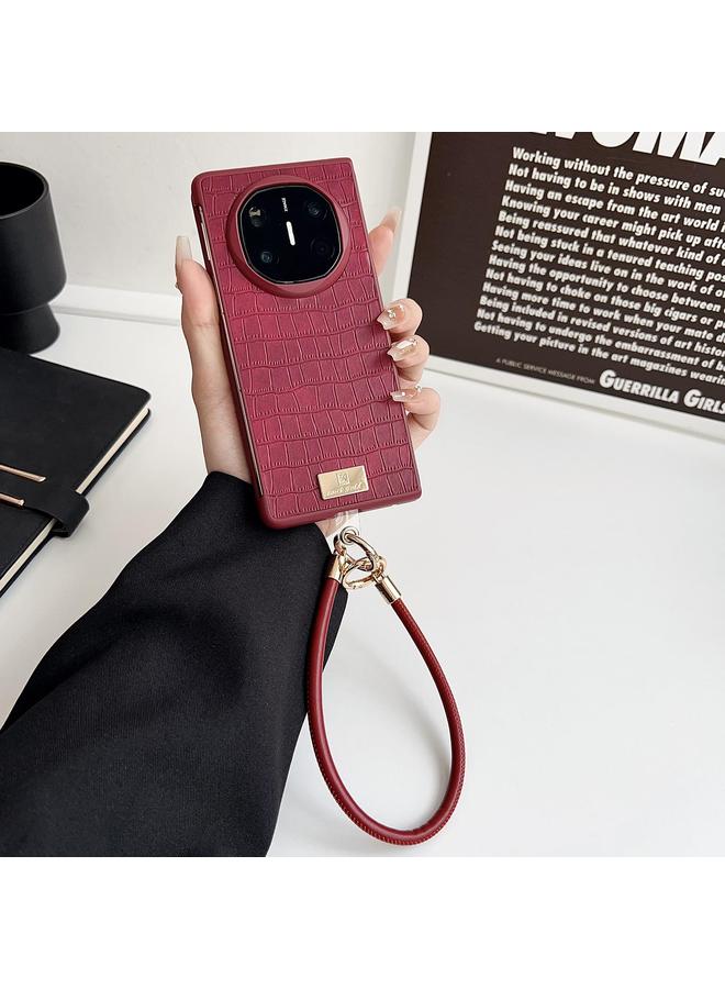 اس-توب جراب لهاتف Huawei Mate X6 مصنوع من مادة TPU بنقشة جلد التمساح مع حزام - Image 3