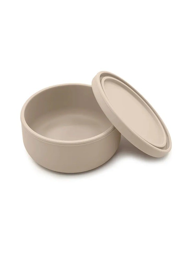 OQUERA Silicone Bowl With Lid Lunch Box Suitable as Food Storage Container, Feeding Bowl for Toddlers and Babies - Burlywood - Image 1