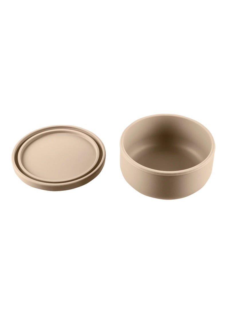 OQUERA Silicone Bowl With Lid Lunch Box Suitable as Food Storage Container, Feeding Bowl for Toddlers and Babies - Burlywood - Image 2