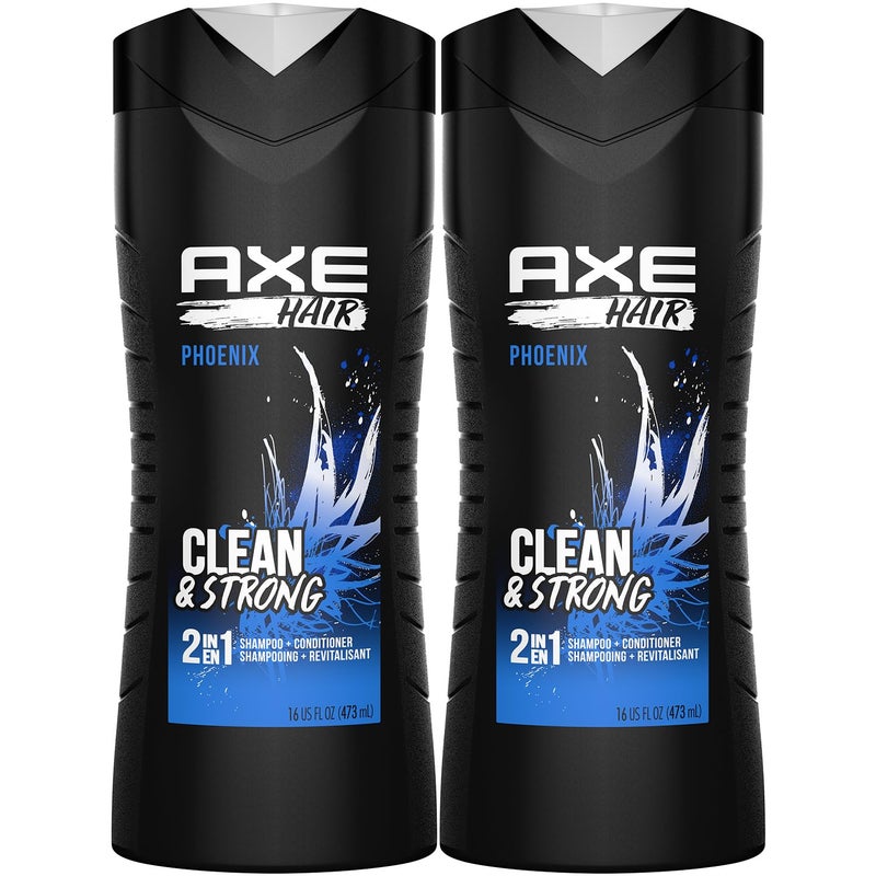 AXE Phoenix Men's 2-in-1 Shampoo & Conditioner 2-Pack, Crushed Mint & Rosemary Scent, 16 Fl Oz Ea - Image 1