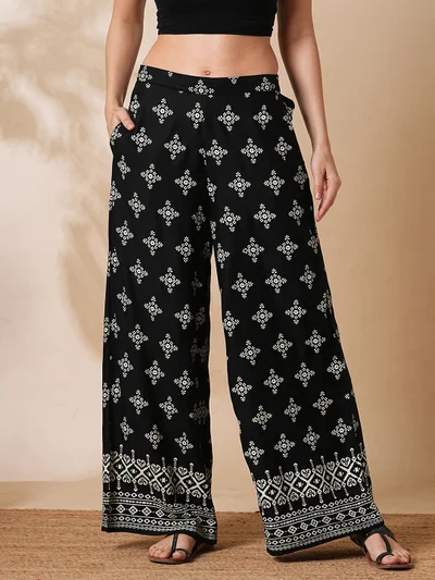 globus Women Ethnic Motifs Printed Straight Fit Palazzos