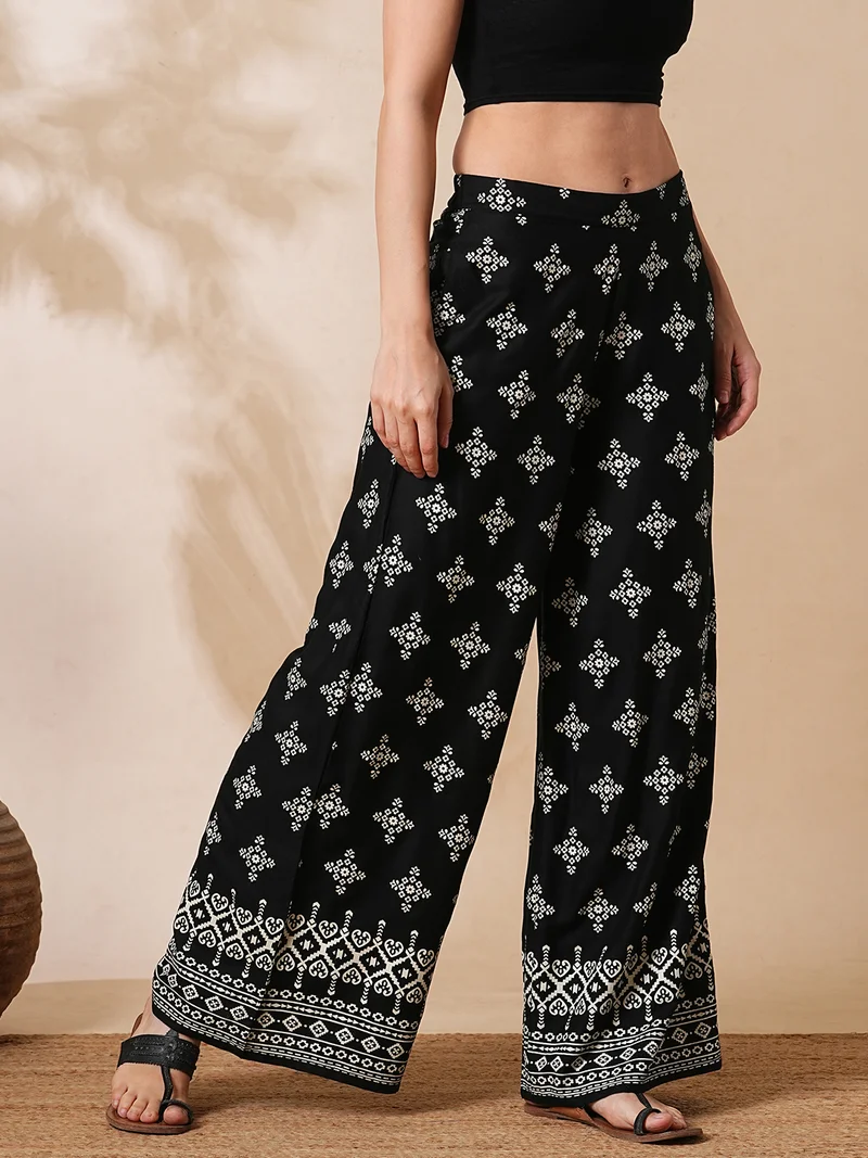 globus Women Ethnic Motifs Printed Straight Fit Palazzos
