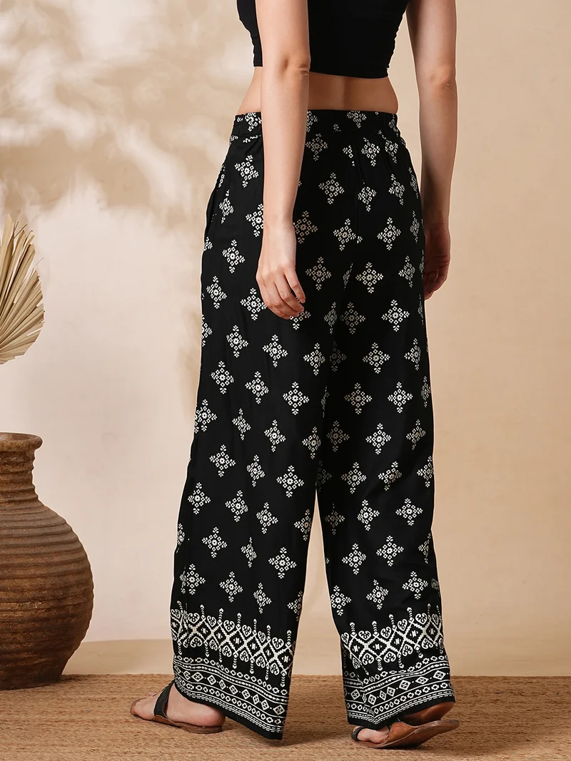 globus Women Ethnic Motifs Printed Straight Fit Palazzos