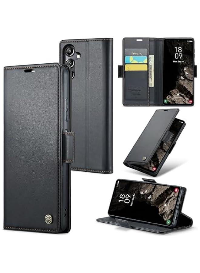 Slim RFID Blocking Leather Wallet Magnetic Flip Case for Samsung Galaxy A05S - Card Holder, Shockproof and Anti-Scratch Cover with Magnetic Clasp for Samsung Galaxy A05S - Image 1