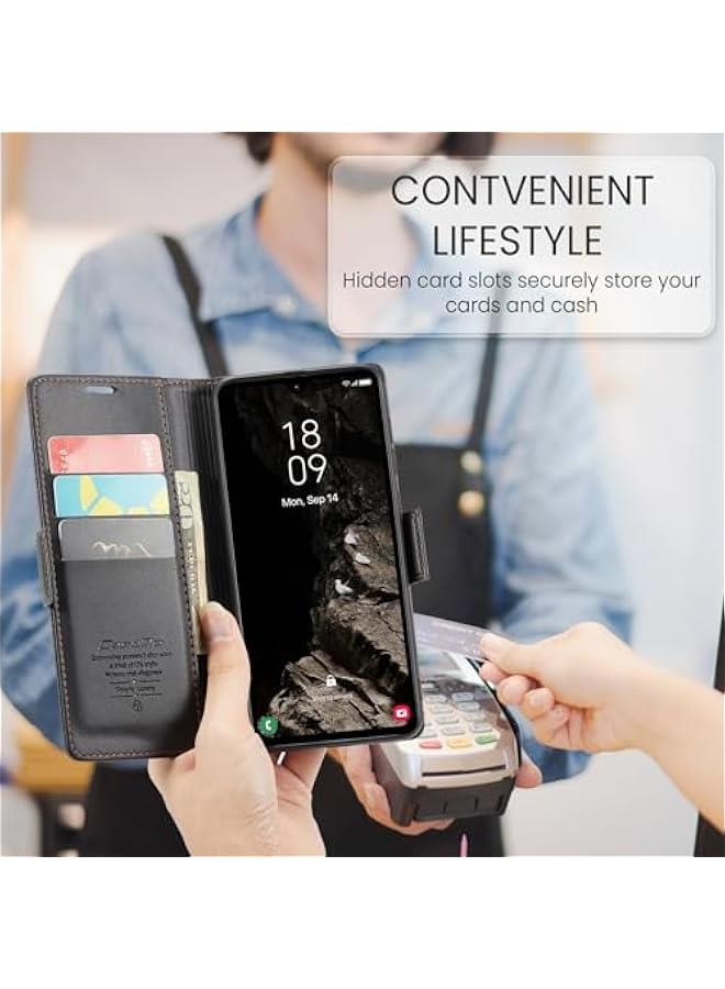 Slim RFID Blocking Leather Wallet Magnetic Flip Case for Samsung Galaxy A05S - Card Holder, Shockproof and Anti-Scratch Cover with Magnetic Clasp for Samsung Galaxy A05S - Image 3