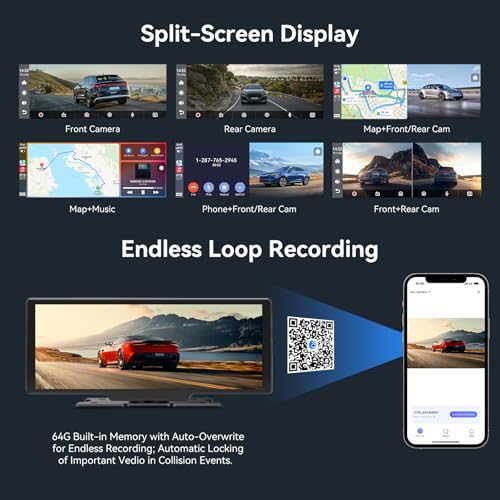 Carpeer Portable Apple Carplay Screen for Car, 10" Wireless Car Play Touchscreen with 4K Dash Cam, 1080P Backup Camera, Carplay&Android Auto, Loop Recording, GPS Navigation, Bluetooth - Image 5
