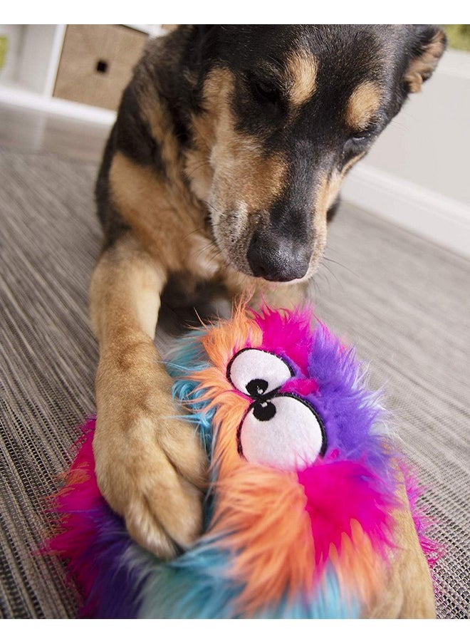 goDog - goDog Furballz Squeaky Plush Ball Dog Toy, Chew Guard Technology - Cool Rainbow, Large - Image 1