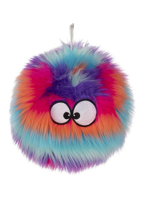 goDog Furballz Squeaky Plush Ball Dog Toy, Chew Guard Technology - Cool Rainbow, Large