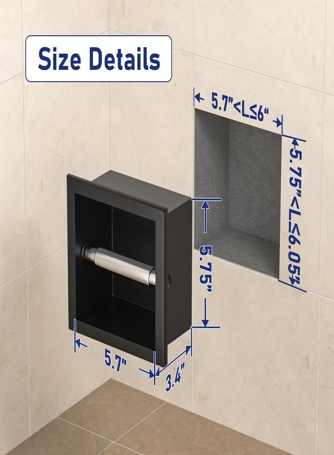 Bernkot Toilet Paper Holder, in Wall Toilet Roll Holder for Bathroom Renovation, 304Stainless Steel Recessed Toilet Tissue Holder (Matte Black) - Image 4