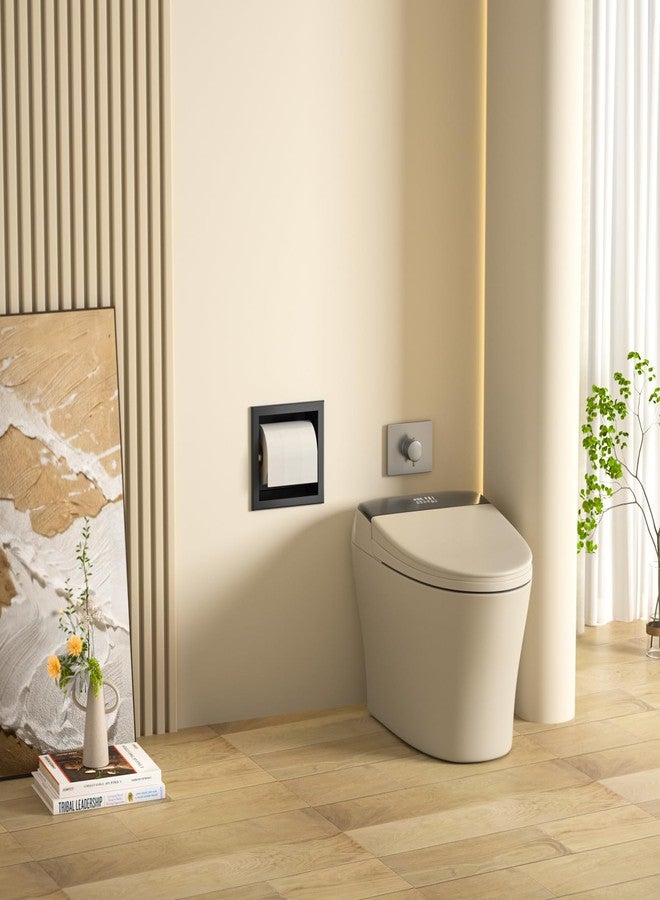 Bernkot Toilet Paper Holder, in Wall Toilet Roll Holder for Bathroom Renovation, 304Stainless Steel Recessed Toilet Tissue Holder (Matte Black) - Image 2