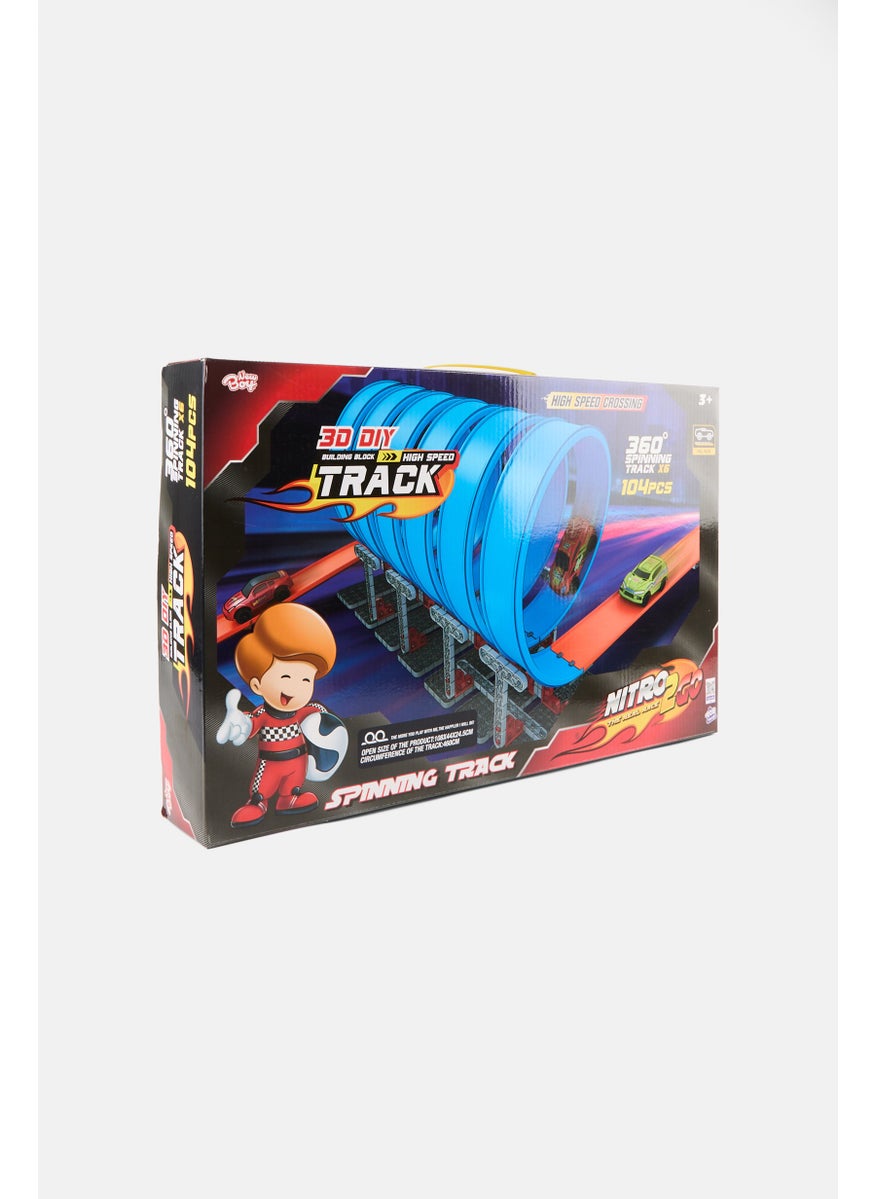 New Boy Nitro2Go Spinning Track 104 Pcs High-Speed Racing Set, Multicolor  - Image 3