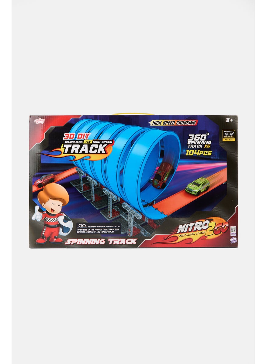 New Boy Nitro2Go Spinning Track 104 Pcs High-Speed Racing Set, Multicolor  - Image 1