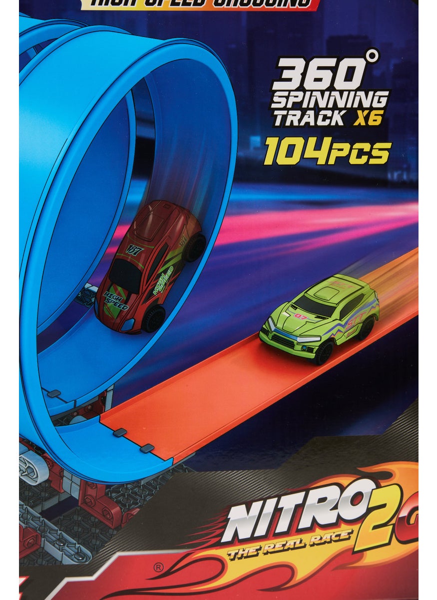New Boy Nitro2Go Spinning Track 104 Pcs High-Speed Racing Set, Multicolor  - Image 5