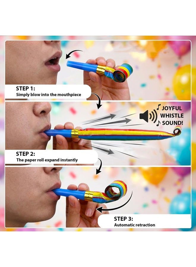 Koogel Party Blower,100 Pcs Multicolor Musical Blowouts, Birthday Party Favors, New Years Party Noisemakers ,Party Blowouts Whistles, Party Blowouts, Fun Party Favors - Image 3