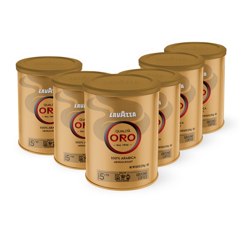 Lavazza Qualità Oro Ground Coffee, Medium Roast, 100% Arabica, 8.8 oz Tin (Pack of 6) - Image 1