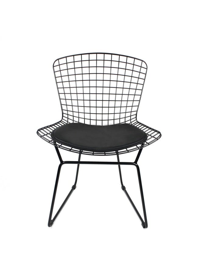 HANDPICKED FURNITURE كرسي طعام بتصميم صناعي - معدن أسود - مع وسادة - Image 2