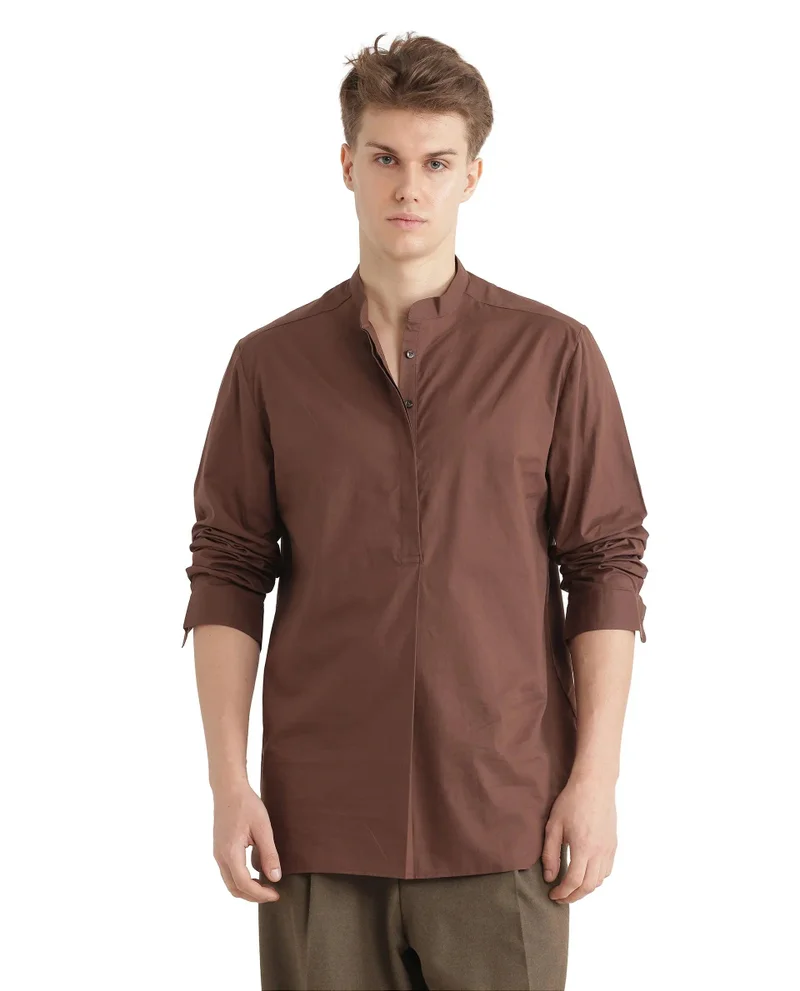 Rare Rabbit Men's Mandarin Collar Solid Shirt