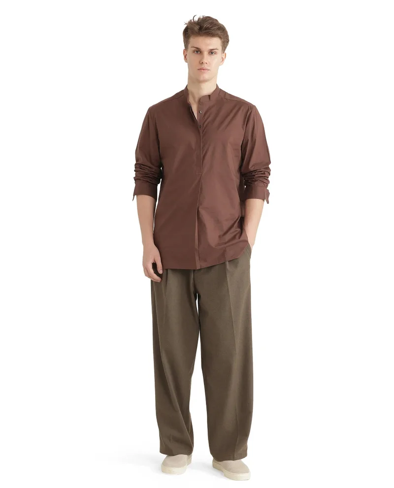 Rare Rabbit Men's Mandarin Collar Solid Shirt