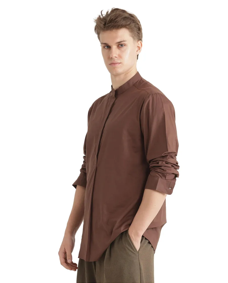 Rare Rabbit Men's Mandarin Collar Solid Shirt