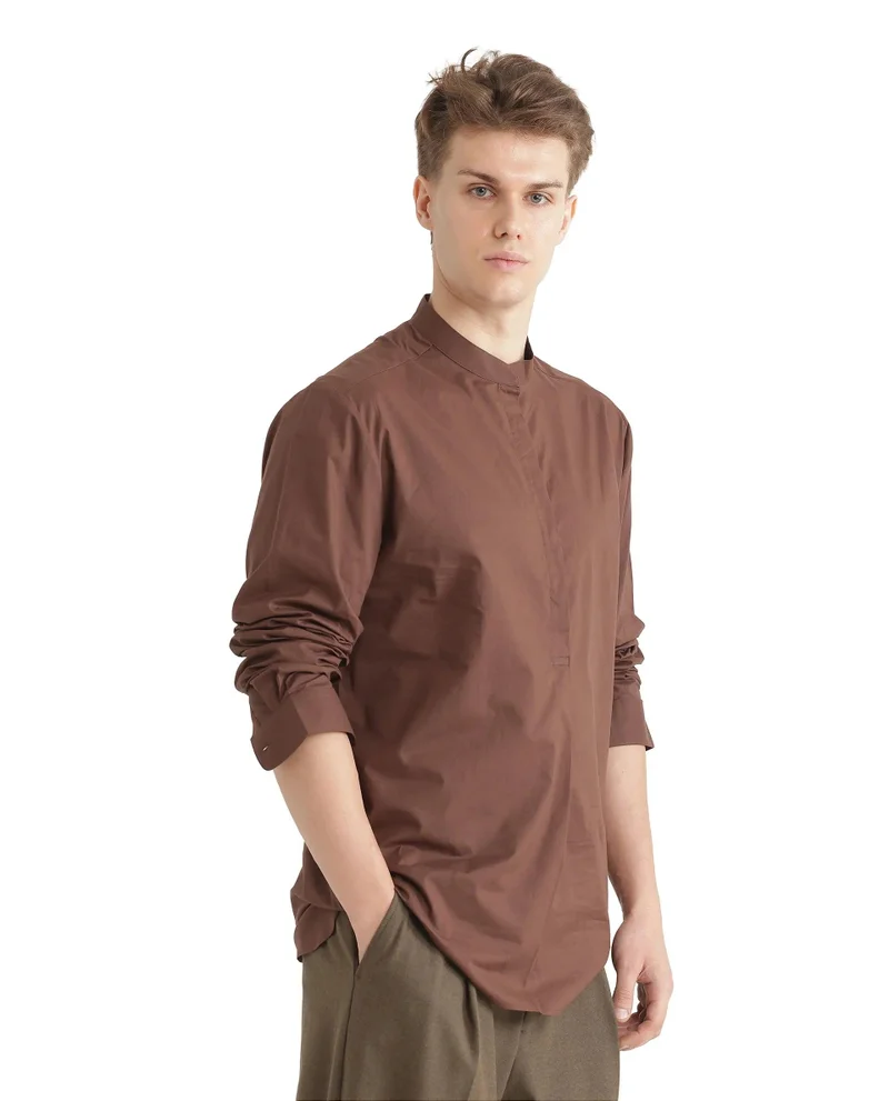 Rare Rabbit Men's Mandarin Collar Solid Shirt
