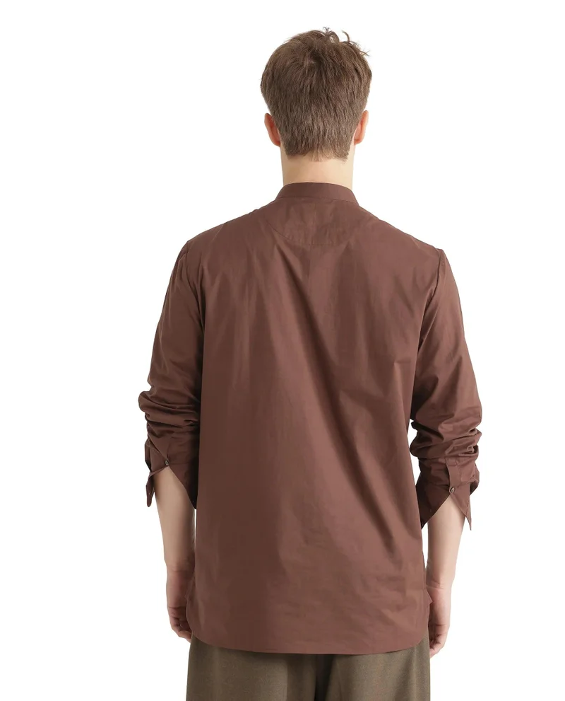 Rare Rabbit Men's Mandarin Collar Solid Shirt