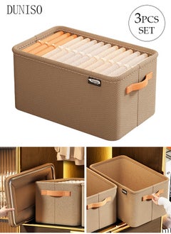 DUNISO 3pcs Wardrobe Clothes Organizer Foldable Closet Storage Organizer for Clothes Jeans Washable Closet Storage Boxes with Carrying Handles Cube Storage Bin for Home Bedroom Office  - Image 1