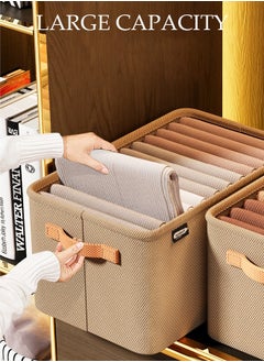 DUNISO 3pcs Wardrobe Clothes Organizer Foldable Closet Storage Organizer for Clothes Jeans Washable Closet Storage Boxes with Carrying Handles Cube Storage Bin for Home Bedroom Office  - Image 2