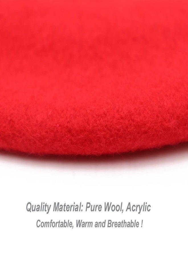 Wheebo 12 Pieces French Beret Hat Solid Color Wool Artist Beret Hats for Women Girls Lady(Red) - Image 5