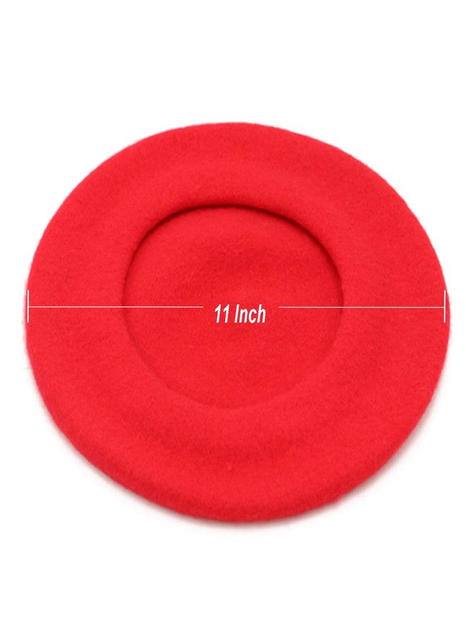 Wheebo 12 Pieces French Beret Hat Solid Color Wool Artist Beret Hats for Women Girls Lady(Red) - Image 4