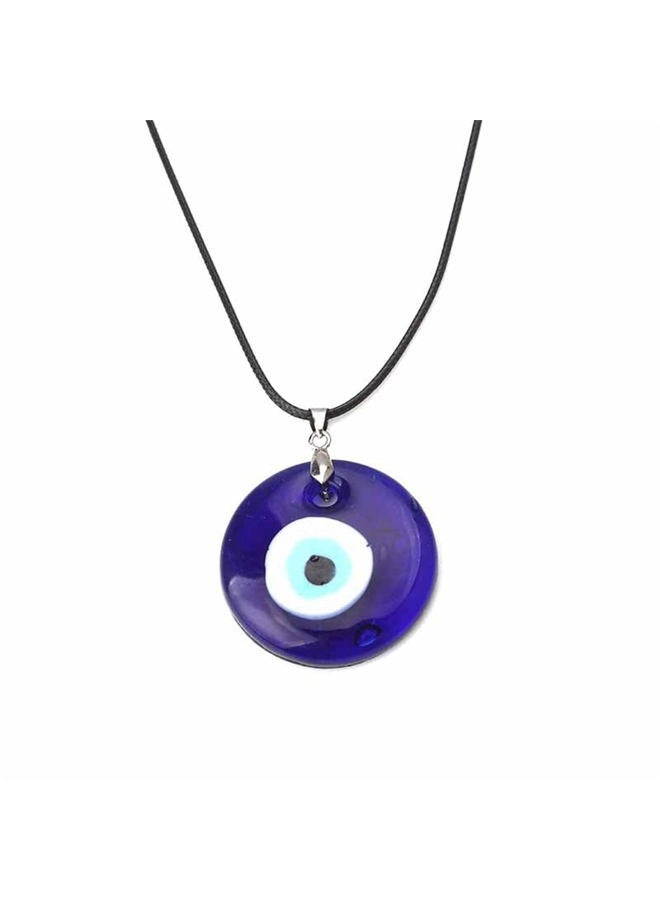 Kicomvi Evil Eye Necklace Turkish Blue Glass Leather Rope Evil Eye Necklace for Women Men Lucky Protection Jewelry, Leather, metal - Image 1