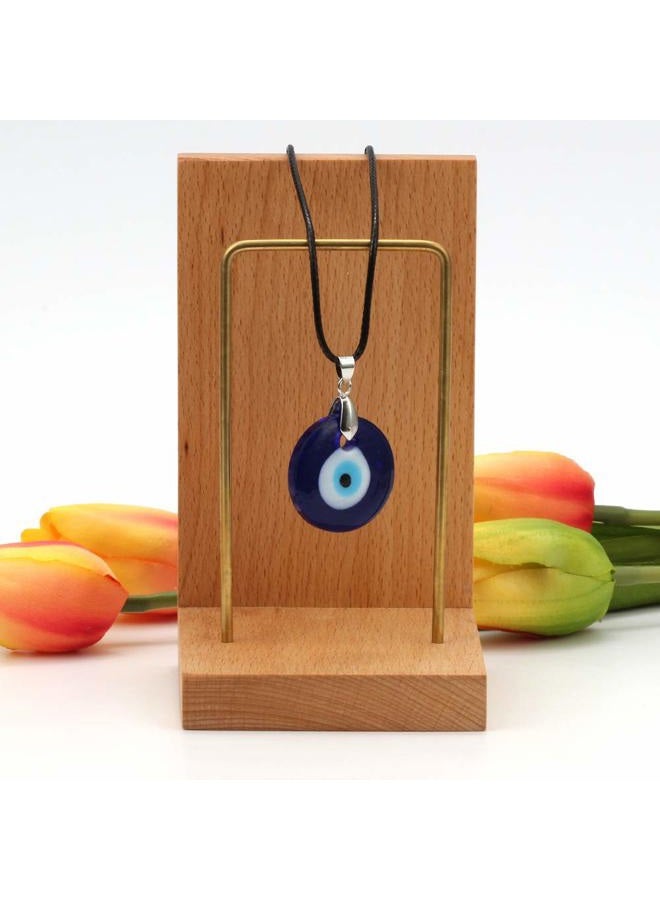Kicomvi Evil Eye Necklace Turkish Blue Glass Leather Rope Evil Eye Necklace for Women Men Lucky Protection Jewelry, Leather, metal - Image 2