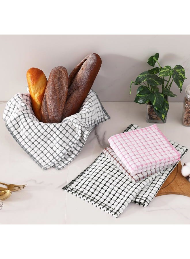 Homaxy Kitchen Towels and Dishcloths Set, 16 x 25 and 12 x 12 Inches, Set of 8 Cotton Terry Kitchen Dish Towels, Super Soft and Absorbent Dish Cloths, Black/Grey/Pink/Brown - Image 2