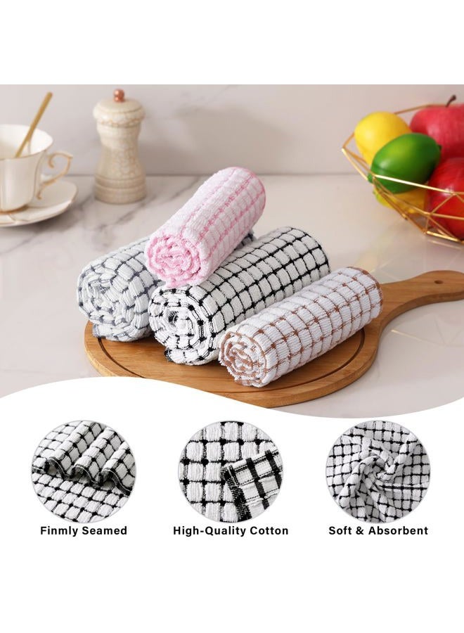 Homaxy Kitchen Towels and Dishcloths Set, 16 x 25 and 12 x 12 Inches, Set of 8 Cotton Terry Kitchen Dish Towels, Super Soft and Absorbent Dish Cloths, Black/Grey/Pink/Brown - Image 4