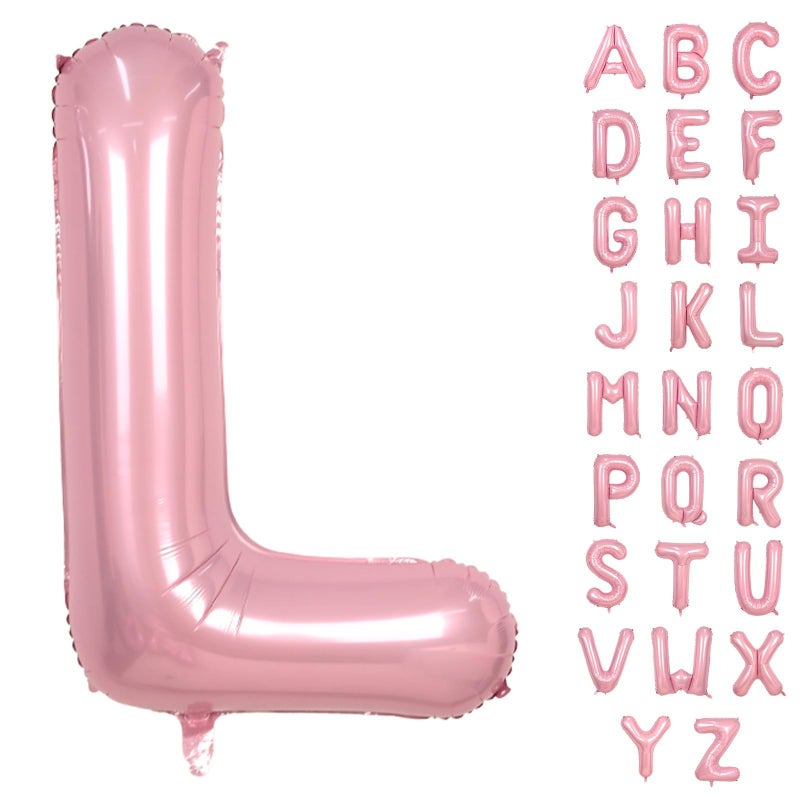 Biapian 40 Inch Letter L Balloons, Giant Pearl Pink Letter K Balloon, Single Alphabet A-Z Balloon Foil, Light Baby Pink Name Balloons for Girls Women Birthday Party Decoration Baby Shower Anniversary Supplies - Image 1