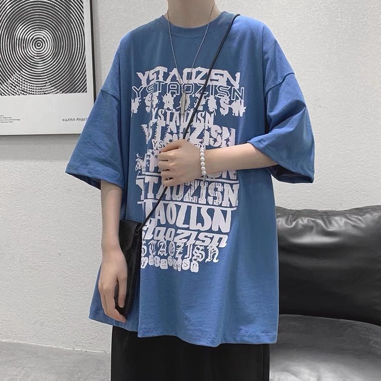 Summer Hong Kong Style oversize Men's T-shirt National Trendy Large Size Short-sleeved Men's Trendy Brand Loose Trendy Half-sleeved Fat Men - Image 4