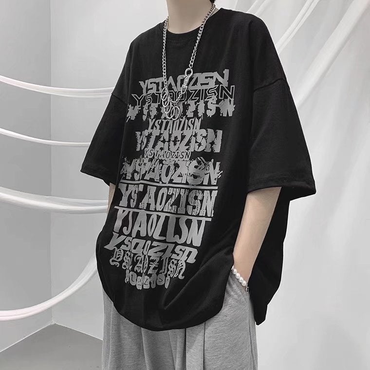 Summer Hong Kong Style oversize Men's T-shirt National Trendy Large Size Short-sleeved Men's Trendy Brand Loose Trendy Half-sleeved Fat Men - Image 2