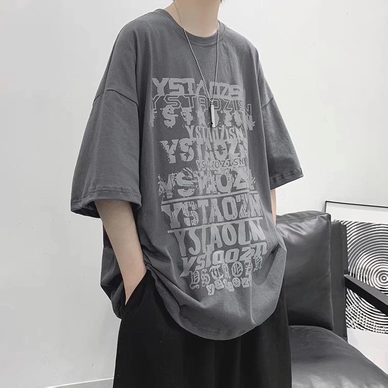 Summer Hong Kong Style oversize Men's T-shirt National Trendy Large Size Short-sleeved Men's Trendy Brand Loose Trendy Half-sleeved Fat Men - Image 5